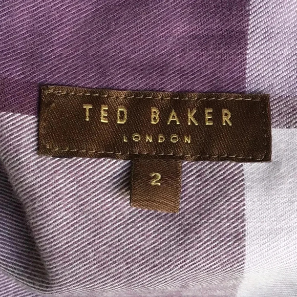 Ted Baker plaid flannel button  tunic  French cuffs Size 2 Fits 4-6 - Picture 4 of 9